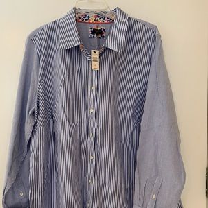 NWT Talbots 2X Button down l/s stripped shirt.